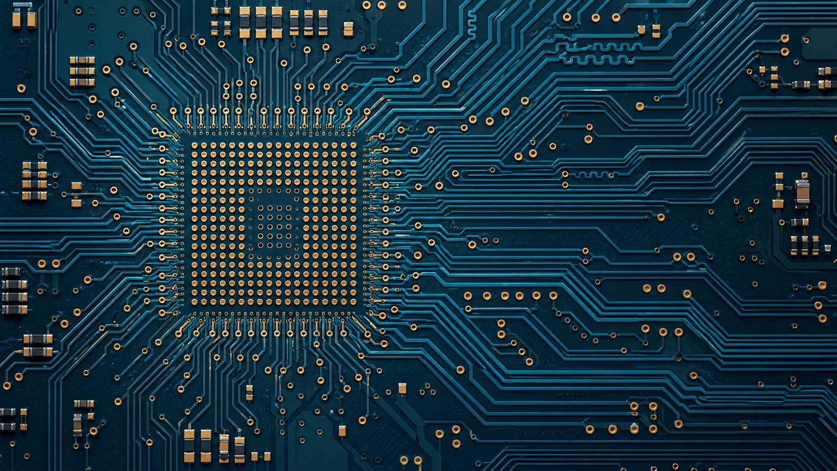 Fine-pitch BGA escape routing with via-in-pad microvias, outer-row fan-out and dense controlled PCB traces