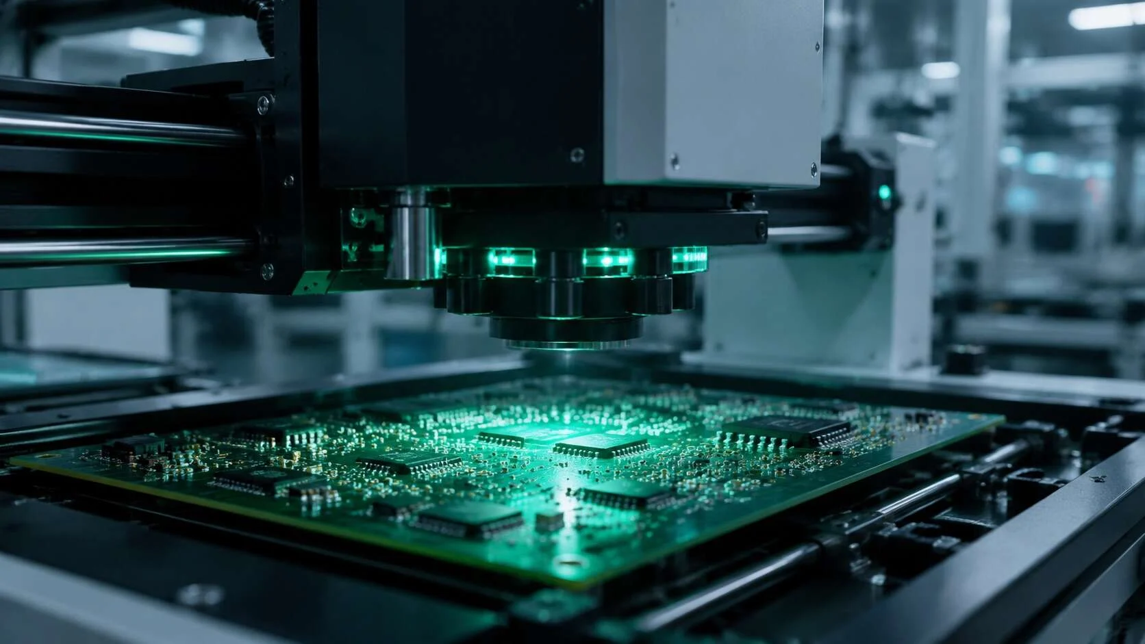 Automated optical inspection scanning an assembled PCB