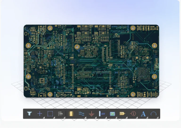 High-density HDI PCB layout with fine-pitch component pads, microvia escape routing and dense multilayer interconnects