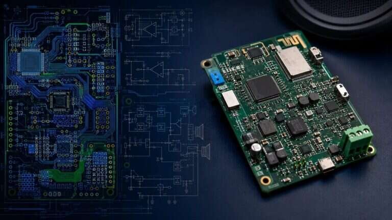 Bluetooth audio PCB engineering example showing circuit design and finished PCBA