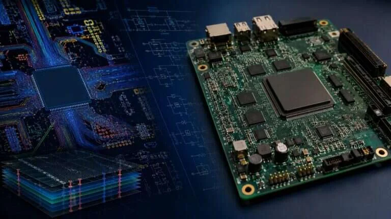 FPGA embedded PCB engineering example showing PCB layout design and assembled PCBA