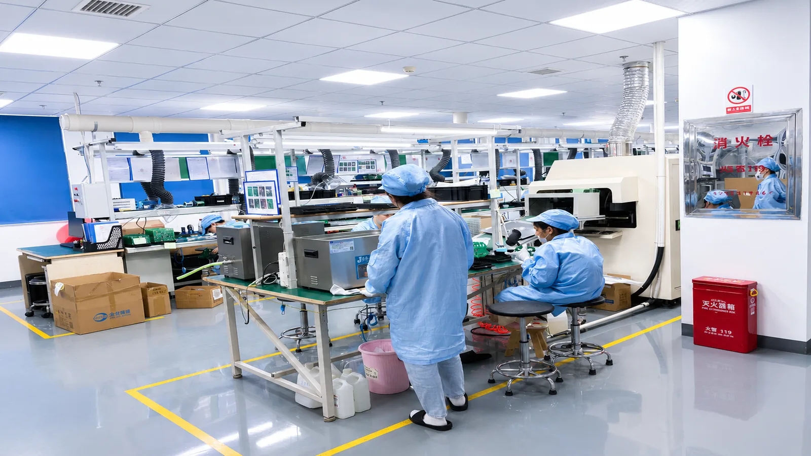 PCB assembly inspection and quality control production area