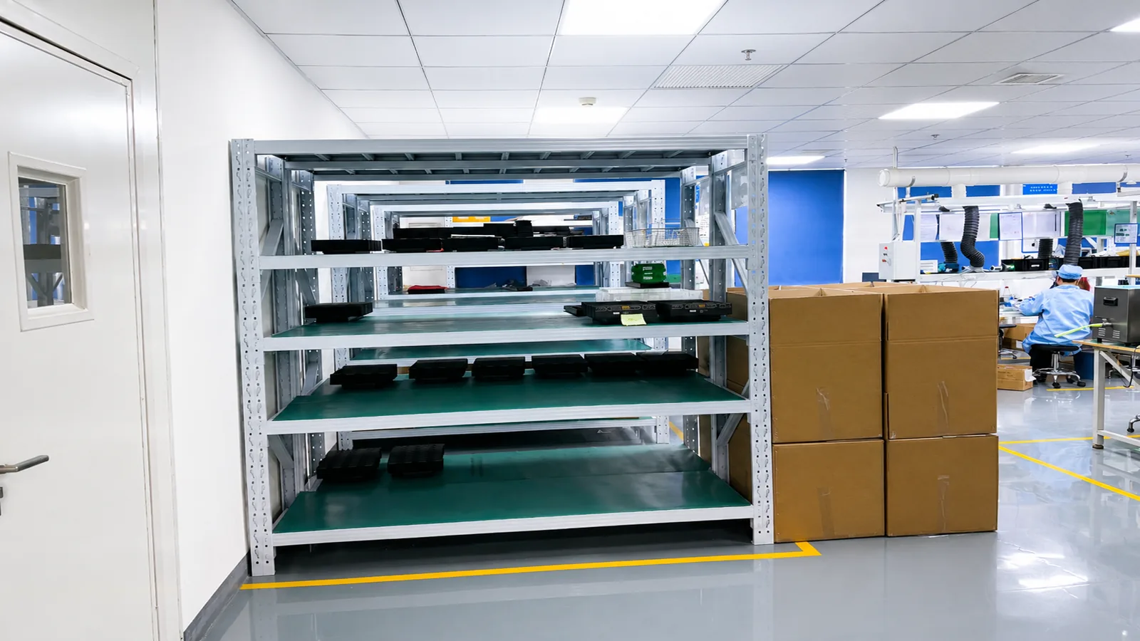 PCB assembly material storage and production area