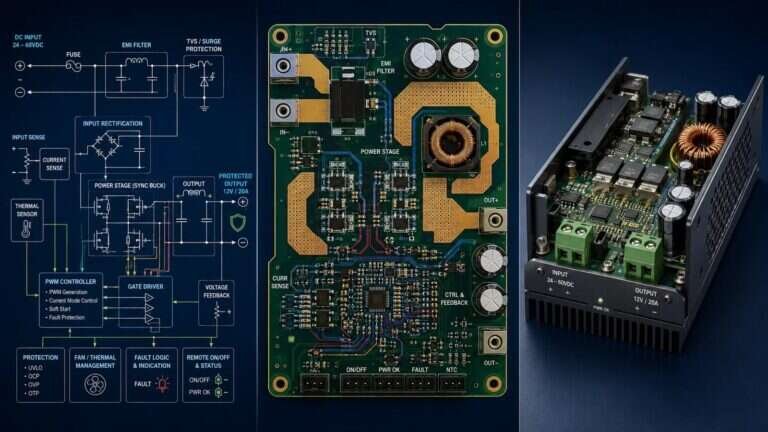 Power electronics PCB engineering example with schematic, PCB layout and finished power converter