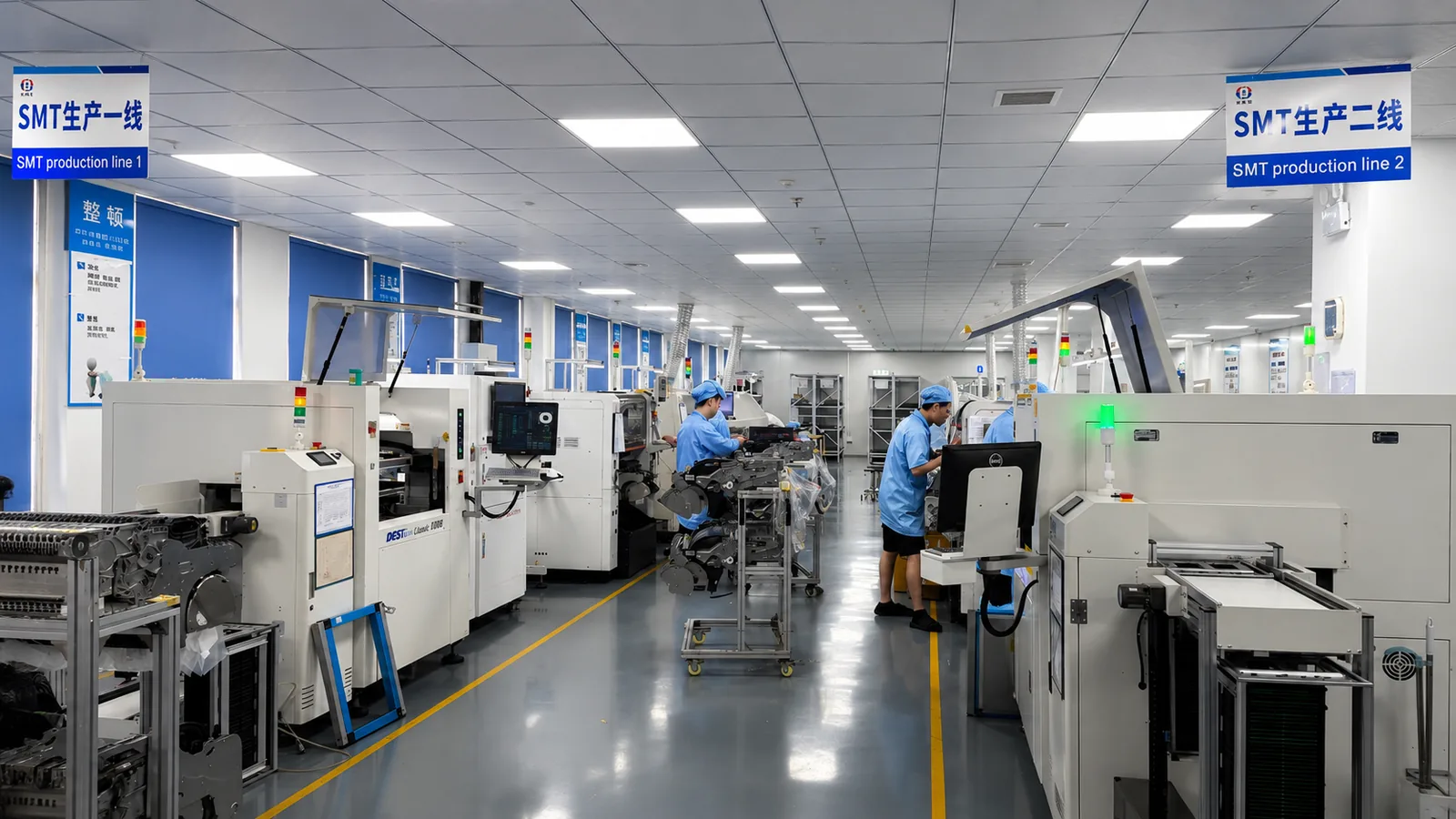 In-house SMT production lines for PCB assembly